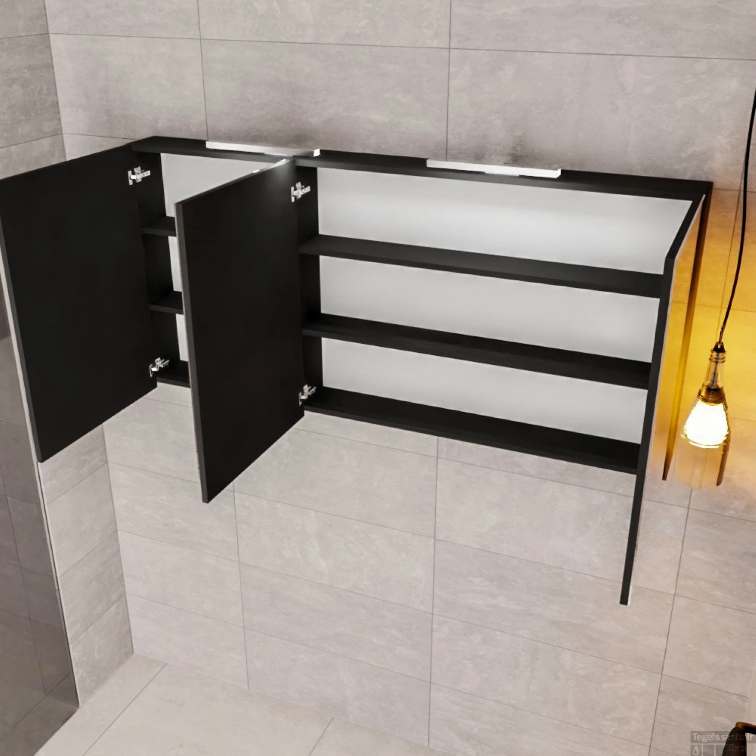 Spiegelkast Boss & Wessing Cube 150x70x16 Cm Mat Zwart Urban (3 Deuren) 1 Spiegelkast Boss & Wessing Cube 150x70x16 Cm Mat Zwart Urban (3 Deuren)