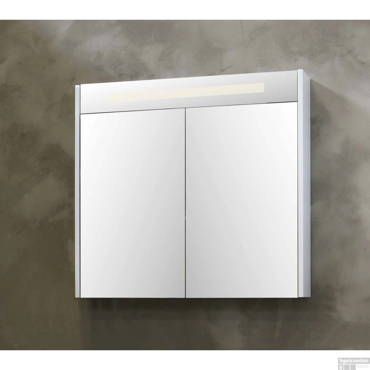 Spiegelkast BWS Salt 2 Deuren Met LED 100x74 Cm Incl. Planchetten Ice White 1 Spiegelkast BWS Salt 2 Deuren Met LED 100x74 Cm Incl. Planchetten Ice White