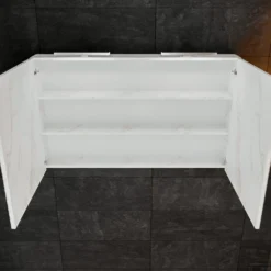 Spiegelkast BWS Valencia 120x70x16 Cm Met Twee Deuren Carrara Mat -Zalig Baden Verkoopwinkel spiegelkast bws valencia 120x70 carrara mat detail1