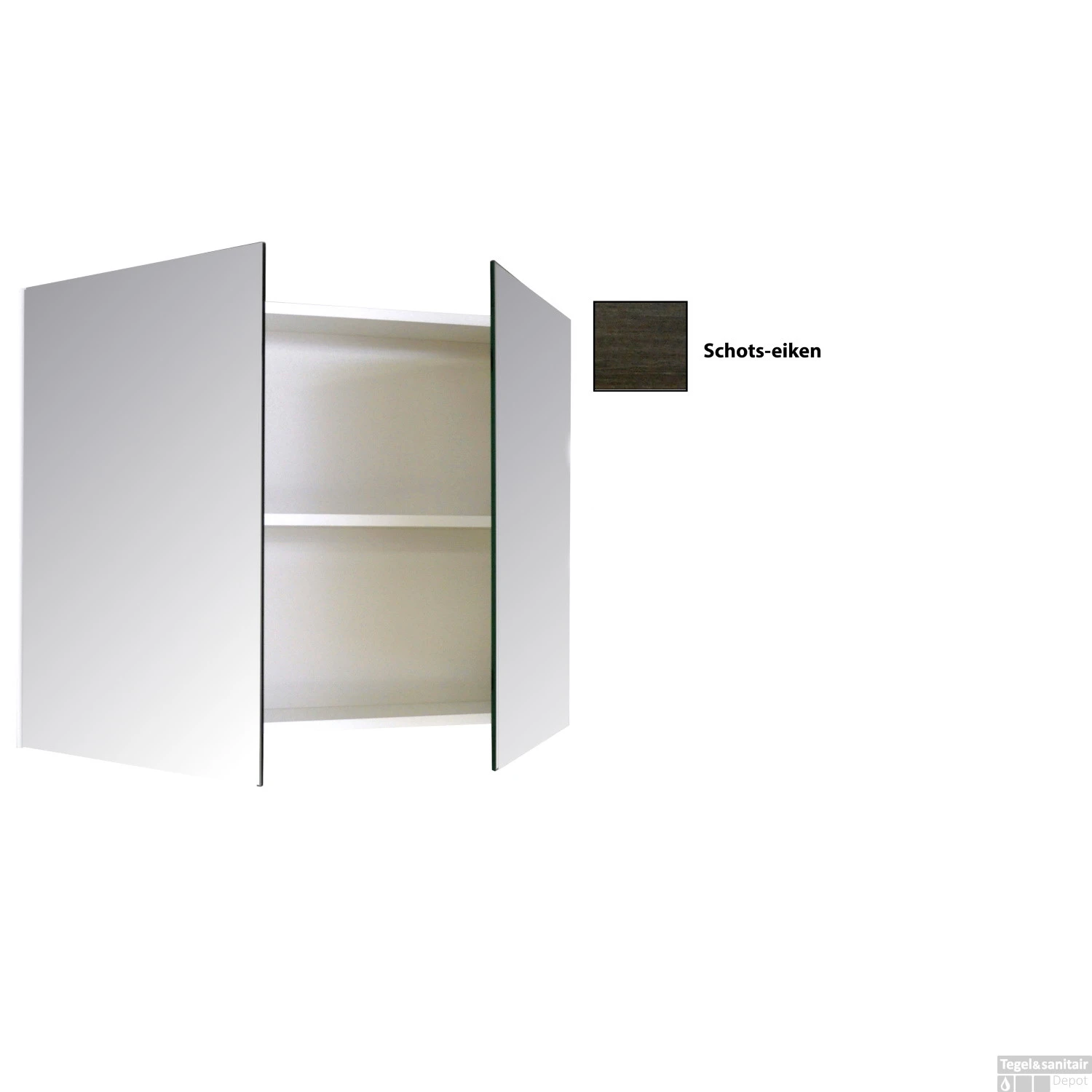 Spiegelkast Sanicare Qlassics 80 Cm 2 Deuren Schots Eiken 3 Spiegelkast Sanicare Qlassics 80 Cm 2 Deuren Schots Eiken - Afbeelding 3