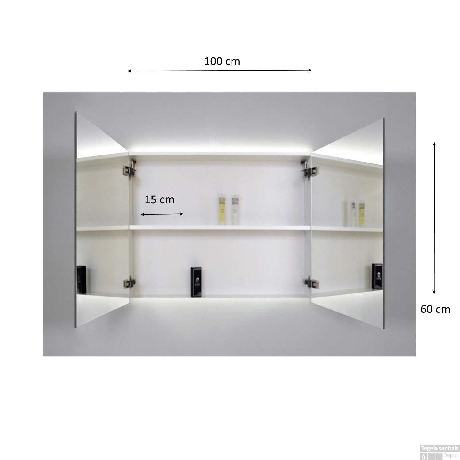 Spiegelkast Sanicare Qlassics Ambiance 100 Cm 2 Deuren Hoogglans Wit 8 Spiegelkast Sanicare Qlassics Ambiance 100 Cm 2 Deuren Hoogglans Wit - Afbeelding 8