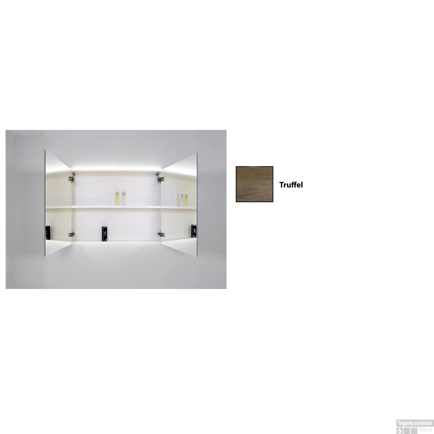 Spiegelkast Sanicare Qlassics Ambiance 70 Cm 2 Deuren Truffel 3 Spiegelkast Sanicare Qlassics Ambiance 70 Cm 2 Deuren Truffel - Afbeelding 3