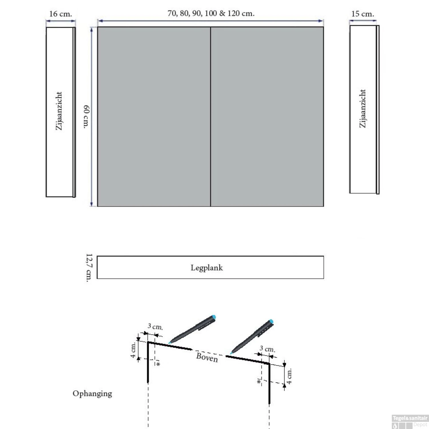 Spiegelkast Sanicare Qlassics Ambiance 70 Cm 2 Deuren Truffel 7 Spiegelkast Sanicare Qlassics Ambiance 70 Cm 2 Deuren Truffel - Afbeelding 7