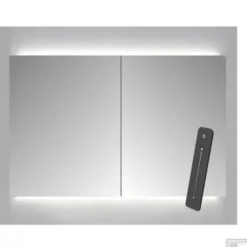 Spiegelkast Sanicare Qlassics Ambiance 80x60 Cm Met Dubbelzijdige Spiegeldeuren, LED Verlichting En Afstandsbediening Truffel