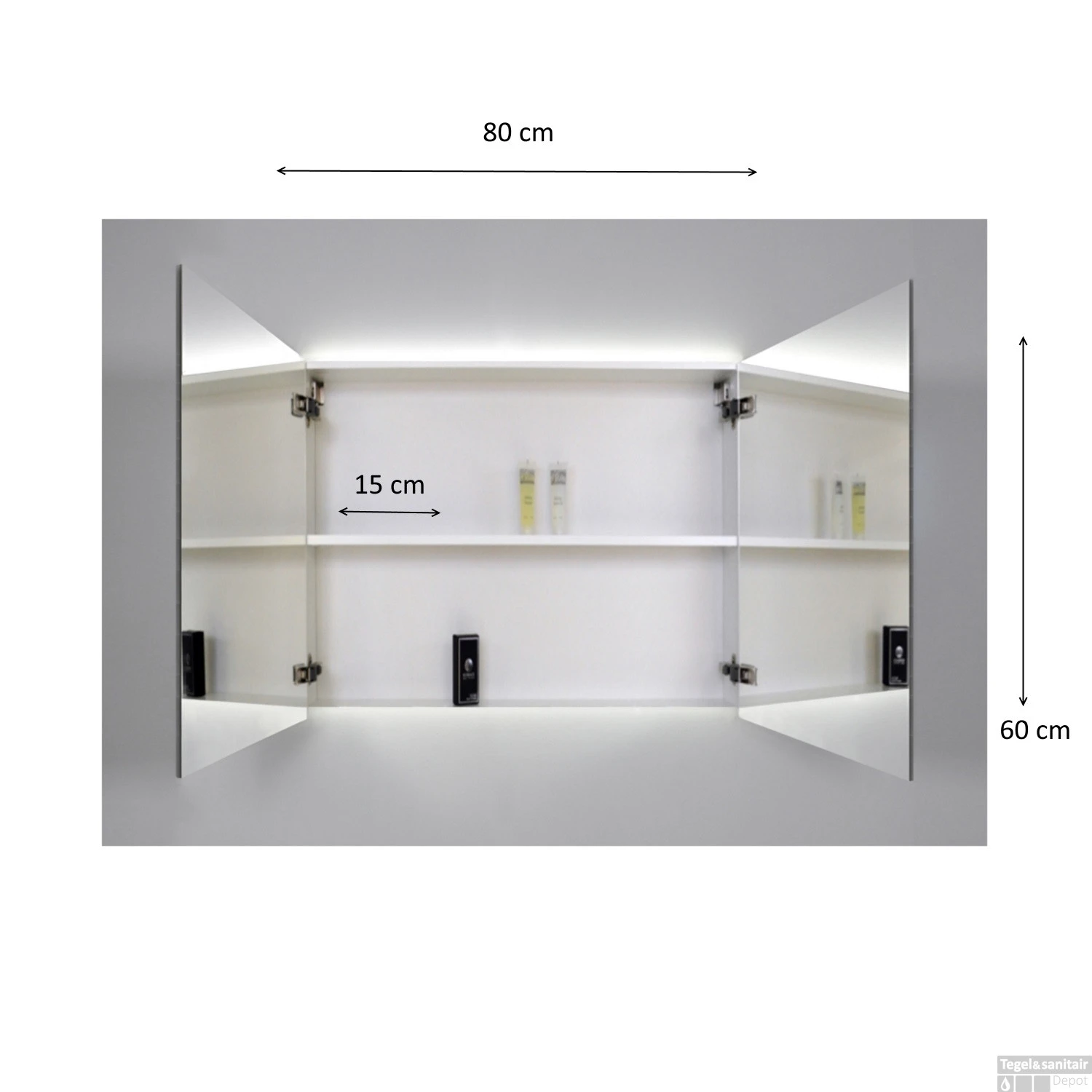 Spiegelkast Sanicare Qlassics Ambiance 80 Cm 2 Deuren Hoogglans Wit 8 Spiegelkast Sanicare Qlassics Ambiance 80 Cm 2 Deuren Hoogglans Wit - Afbeelding 8