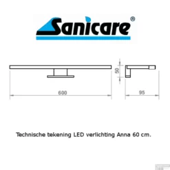 Spiegelverlichting Sanicare LED Anna 5 Watt 60 Cm Chroom -Zalig Baden Verkoopwinkel spiegelverlichting sanicare led anna 60 cm mat zwart tech