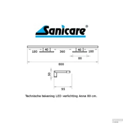 Spiegelverlichting Sanicare LED Anna 5 Watt 80 Cm Chroom -Zalig Baden Verkoopwinkel spiegelverlichting sanicare led anna 80 cm mat zwart tech 1