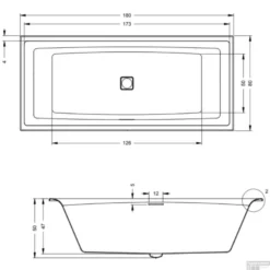 Ligbad Riho Still Square Met LED En Hoofdsteun 180x80 Cm Acryl Wit (Links En Rechts) -Zalig Baden Verkoopwinkel still square 180x80 t1 rechts 1 1