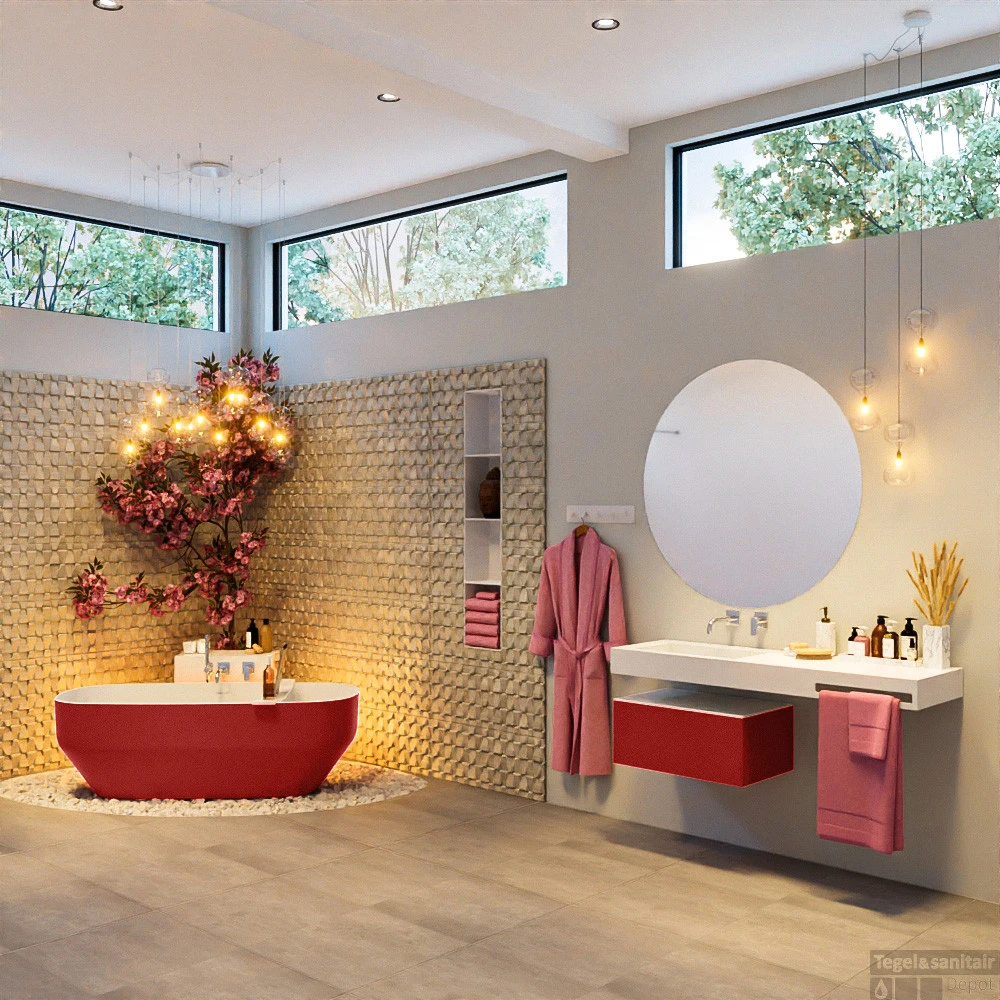 STONE Vrijstaand Bad 170x75cm Kleur Fire / Talc 2 STONE Vrijstaand Bad 170x75cm Kleur Fire / Talc - Afbeelding 2