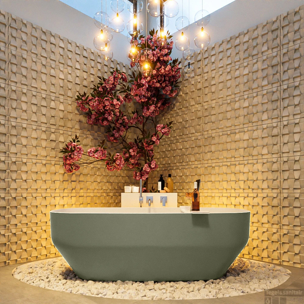 STONE Vrijstaand Bad 170x75cm Kleur Army / Talc 4 STONE Vrijstaand Bad 170x75cm Kleur Army / Talc - Afbeelding 4