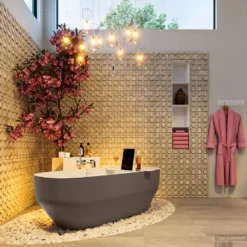 STONE Vrijstaand Bad 170x75cm Kleur Smoke / Talc -Zalig Baden Verkoopwinkel stone 4 00007