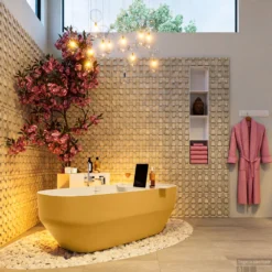 STONE Vrijstaand Bad 170x75cm Kleur Ocher / Talc -Zalig Baden Verkoopwinkel stone 4 00014