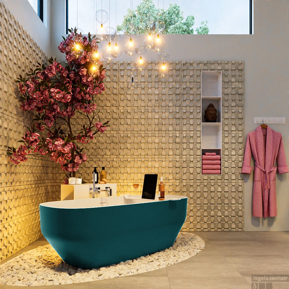 STONE Vrijstaand Bad 170x75cm Kleur Smag / Talc 5 STONE Vrijstaand Bad 170x75cm Kleur Smag / Talc - Afbeelding 5