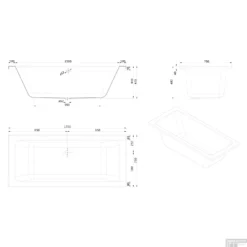Whirlpool Boss & Wessing Dahlia Silent 1 170x75cm Enkel Systeem -Zalig Baden Verkoopwinkel technische tekening dahlia 170x75 tech