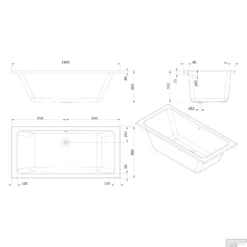 Whirlpool Boss & Wessing Dahlia Silent 1 190x90cm Enkel Systeem 7 Whirlpool Boss & Wessing Dahlia Silent 1 190x90cm Enkel Systeem -Zalig Baden Verkoopwinkel technische tekening dahlia 190x90 tech