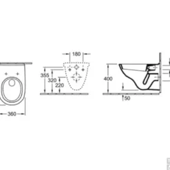 Wandcloset Villeroy & Boch O.novo Met Softclose En QuickRelease Zitting Wit 5 Wandcloset Villeroy & Boch O.novo Met Softclose En QuickRelease Zitting Wit -Zalig Baden Verkoopwinkel technische tekening wandcloset villeroy boch o.novo wit slowclose quickrelease