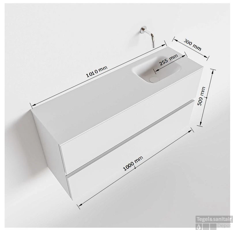 MONDIAZ ADA 100cm Toiletmeubel Light Brown Grey. LEX Wastafel Talc Rechts 1 Kraangat 5 MONDIAZ ADA 100cm Toiletmeubel Light Brown Grey. LEX Wastafel Talc Rechts 1 Kraangat - Afbeelding 5