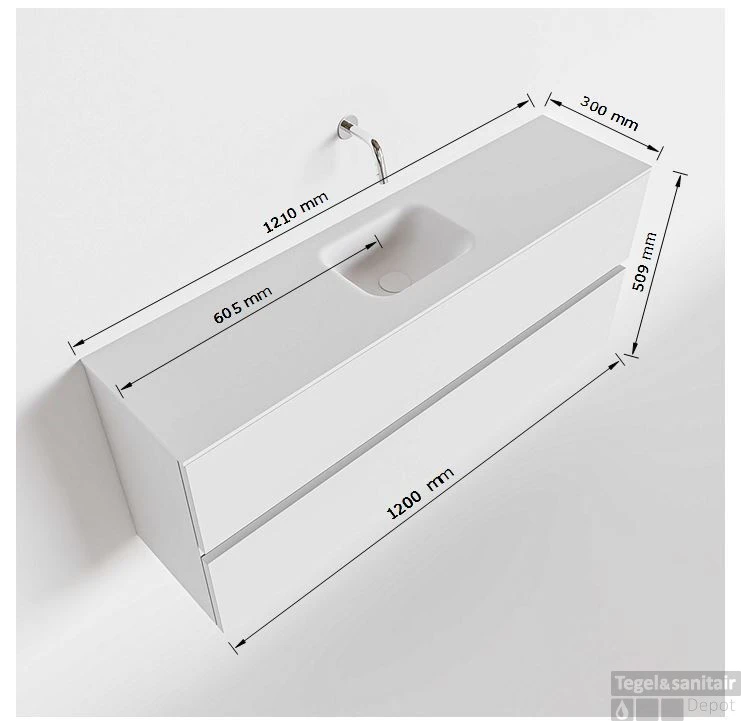 MONDIAZ ADA 120cm Toiletmeubel Linen. LEX Wastafel Talc Midden 1 Kraangat 5 MONDIAZ ADA 120cm Toiletmeubel Linen. LEX Wastafel Talc Midden 1 Kraangat - Afbeelding 5