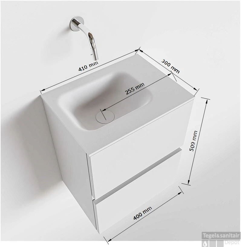 MONDIAZ ADA 40cm Toiletmeubel Cale. LEX Wastafel Talc Links 1 Kraangat 5 MONDIAZ ADA 40cm Toiletmeubel Cale. LEX Wastafel Talc Links 1 Kraangat - Afbeelding 5