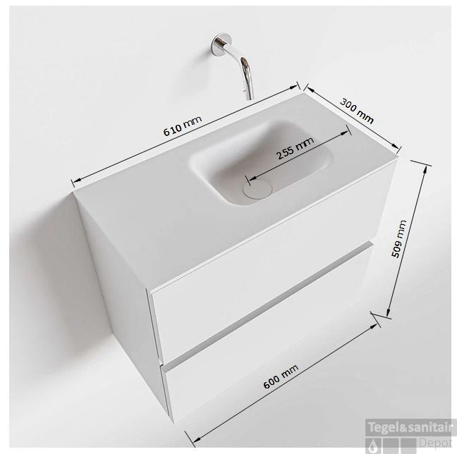 MONDIAZ ADA 60cm Toiletmeubel Talc. LEX Wastafel Urban Rechts 1 Kraangat 5 MONDIAZ ADA 60cm Toiletmeubel Talc. LEX Wastafel Urban Rechts 1 Kraangat - Afbeelding 5