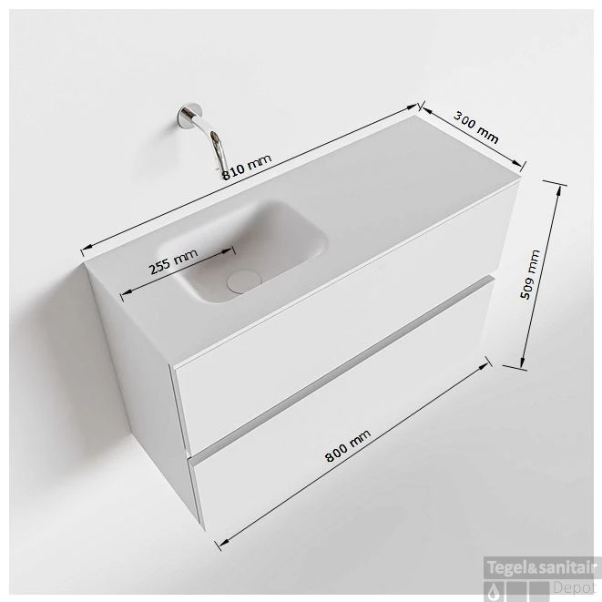 MONDIAZ ADA 80cm Toiletmeubel Light Brown Grey. LEX Wastafel Urban Links Zonder Kraangat 5 MONDIAZ ADA 80cm Toiletmeubel Light Brown Grey. LEX Wastafel Urban Links Zonder Kraangat - Afbeelding 5