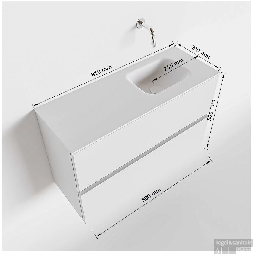 MONDIAZ ADA 80cm Toiletmeubel Linen. LEX Wastafel Urban Rechts 1 Kraangat 5 MONDIAZ ADA 80cm Toiletmeubel Linen. LEX Wastafel Urban Rechts 1 Kraangat - Afbeelding 5