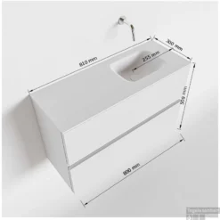 MONDIAZ ADA 80cm Toiletmeubel Smoke. LEX Wastafel Talc Rechts 1 Kraangat -Zalig Baden Verkoopwinkel tekening ada 80cm rechts 2557512589214 3