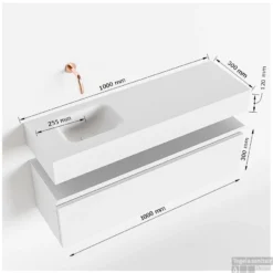 MONDIAZ ANDOR 100cm Toiletmeubel Dark Brown. LEX 100cm Wastafel Talc Links 1 Kraangat -Zalig Baden Verkoopwinkel tekening andor 100cm links 3182512631693