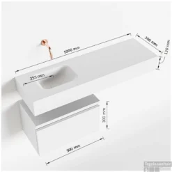 MONDIAZ ANDOR 50cm Toiletmeubel Urban. LEX 100cm Wastafel Talc Links 1 Kraangat 9 MONDIAZ ANDOR 50cm Toiletmeubel Urban. LEX 100cm Wastafel Talc Links 1 Kraangat -Zalig Baden Verkoopwinkel tekening andor 100cm links 50cm onderkast 3182512631585 1