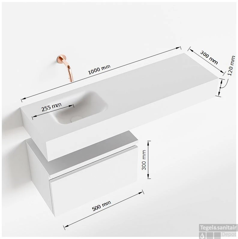 MONDIAZ ANDOR 50cm Toiletmeubel Fire. LEX 100cm Wastafel Talc Links 1 Kraangat 5 MONDIAZ ANDOR 50cm Toiletmeubel Fire. LEX 100cm Wastafel Talc Links 1 Kraangat - Afbeelding 5