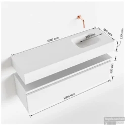 MONDIAZ ANDOR 100cm Toiletmeubel Washed Oak. LEX 100cm Wastafel Urban Rechts 1 Kraangat -Zalig Baden Verkoopwinkel tekening andor 100cm rechts 3182512631774