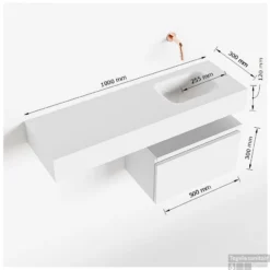 MONDIAZ ANDOR 50cm Toiletmeubel Smoke. LEX 100cm Wastafel Talc Rechts Geen Kraangat -Zalig Baden Verkoopwinkel tekening andor 100cm rechts 50cm onderkast 3182512631640