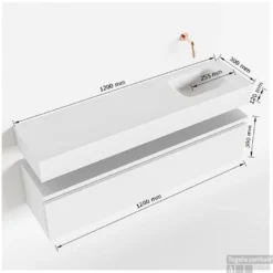MONDIAZ ANDOR 120cm Toiletmeubel Fire. LEX 120cm Wastafel Urban Rechts 1 Kraangat -Zalig Baden Verkoopwinkel tekening andor 120cm rechts 3182512632024 1