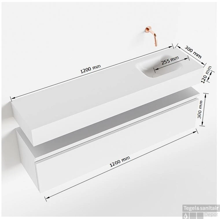 MONDIAZ ANDOR 120cm Toiletmeubel Talc. LEX 120cm Wastafel Talc Rechts 1 Kraangat 4 MONDIAZ ANDOR 120cm Toiletmeubel Talc. LEX 120cm Wastafel Talc Rechts 1 Kraangat - Afbeelding 4
