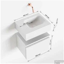 MONDIAZ ANDOR 40cm Toiletmeubel Fire. LEX 40cm Wastafel Urban Rechts 1 Kraangat -Zalig Baden Verkoopwinkel tekening andor 40cm rechts 3182512628536 1