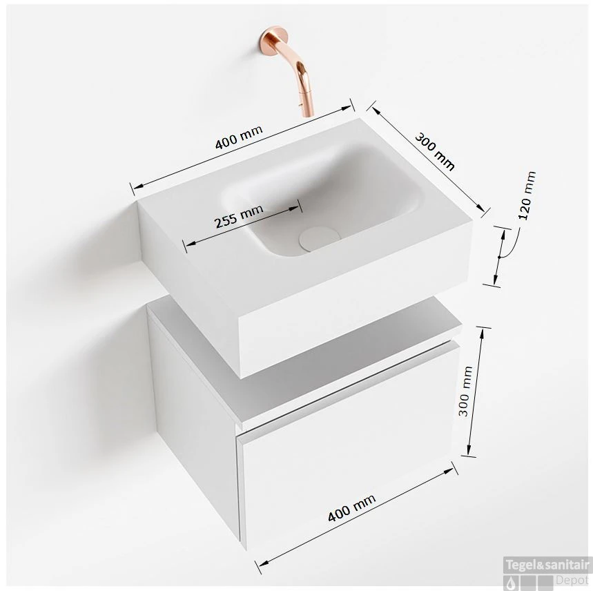 MONDIAZ ANDOR 40cm Toiletmeubel Dark Brown. LEX 40cm Wastafel Urban Rechts 1 Kraangat 5 MONDIAZ ANDOR 40cm Toiletmeubel Dark Brown. LEX 40cm Wastafel Urban Rechts 1 Kraangat - Afbeelding 5