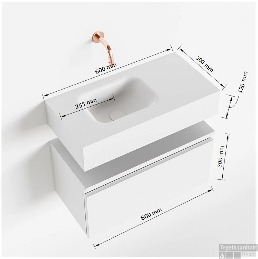 MONDIAZ ANDOR 60cm Toiletmeubel Smoke. LEX 60cm Wastafel Urban Links 1 Kraangat 5 MONDIAZ ANDOR 60cm Toiletmeubel Smoke. LEX 60cm Wastafel Urban Links 1 Kraangat - Afbeelding 5