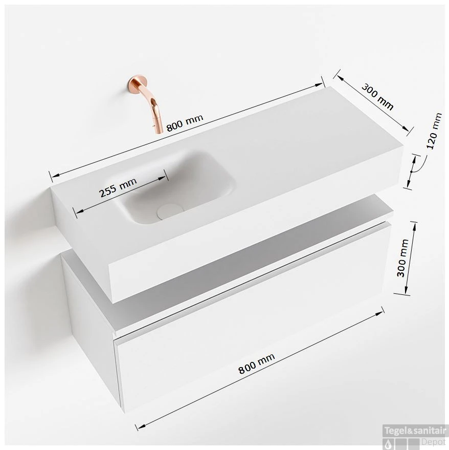 MONDIAZ ANDOR 80cm Toiletmeubel Dark Grey. LEX 80cm Wastafel Urban Links 1 Kraangat 5 MONDIAZ ANDOR 80cm Toiletmeubel Dark Grey. LEX 80cm Wastafel Urban Links 1 Kraangat - Afbeelding 5