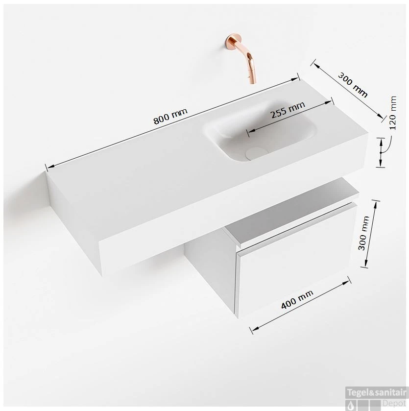 MONDIAZ ANDOR 40cm Toiletmeubel Talc. LEX 80cm Wastafel Urban Rechts Geen Kraangat 5 MONDIAZ ANDOR 40cm Toiletmeubel Talc. LEX 80cm Wastafel Urban Rechts Geen Kraangat - Afbeelding 5