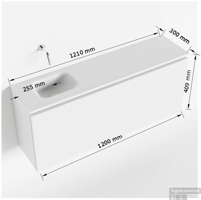 MONDIAZ OLAN 120cm Toiletmeubel Dark Grey. LEX Wastafel Talc Links 1 Kraangat 5 MONDIAZ OLAN 120cm Toiletmeubel Dark Grey. LEX Wastafel Talc Links 1 Kraangat - Afbeelding 5