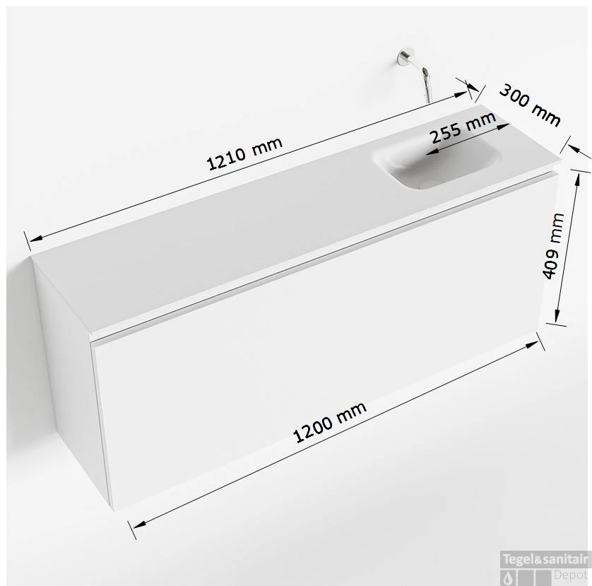 MONDIAZ OLAN 120cm Toiletmeubel Ocher. LEX Wastafel Talc Rechts Geen Kraangat 5 MONDIAZ OLAN 120cm Toiletmeubel Ocher. LEX Wastafel Talc Rechts Geen Kraangat - Afbeelding 5