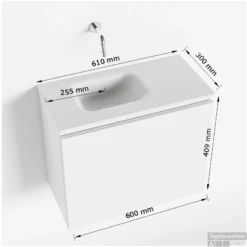 MONDIAZ OLAN 60cm Toiletmeubel Ocher. LEX Wastafel Talc Links 1 Kraangat -Zalig Baden Verkoopwinkel tekening olan 60 cm links 3182512619474