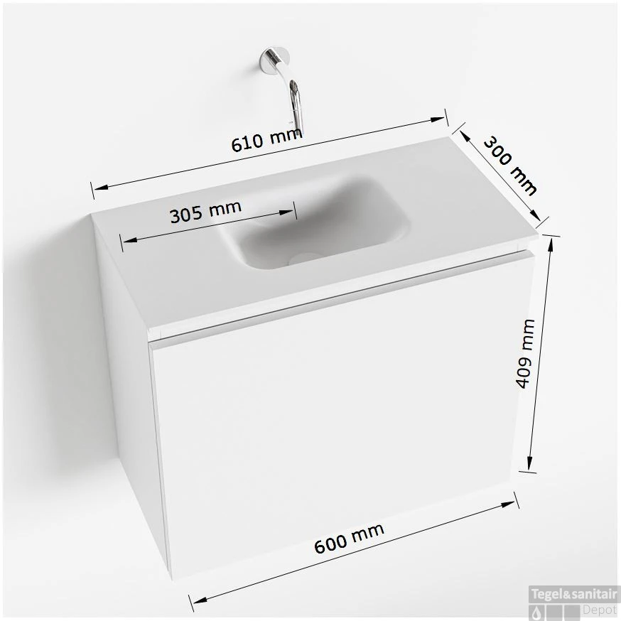 MONDIAZ OLAN 60cm Toiletmeubel Dark Grey. LEX Wastafel Talc Midden Geen Kraangat 5 MONDIAZ OLAN 60cm Toiletmeubel Dark Grey. LEX Wastafel Talc Midden Geen Kraangat - Afbeelding 5