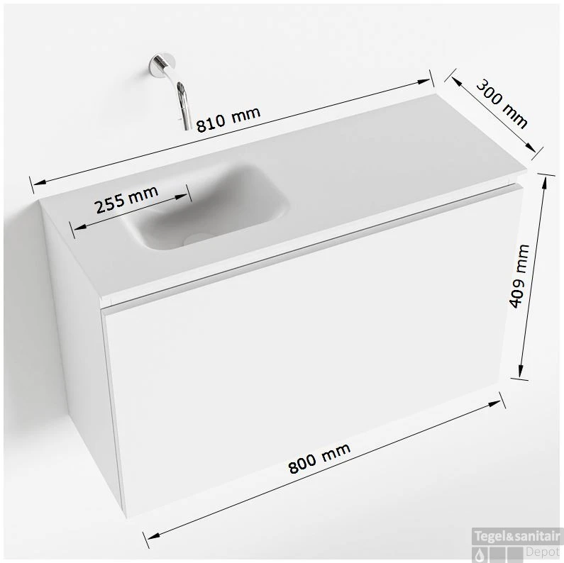 MONDIAZ OLAN 80cm Toiletmeubel Cale. LEX Wastafel Talc Links 1 Kraangat 5 MONDIAZ OLAN 80cm Toiletmeubel Cale. LEX Wastafel Talc Links 1 Kraangat - Afbeelding 5