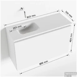 MONDIAZ OLAN 80cm Toiletmeubel Urban. LEX Wastafel Talc Links 1 Kraangat -Zalig Baden Verkoopwinkel tekening olan 80 cm links 3182512619518
