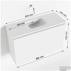 MONDIAZ OLAN 80cm Toiletmeubel Light Brown Grey. LEX Wastafel Talc Midden Geen Kraangat -Zalig Baden Verkoopwinkel tekening olan 80 cm midden 3182512619565