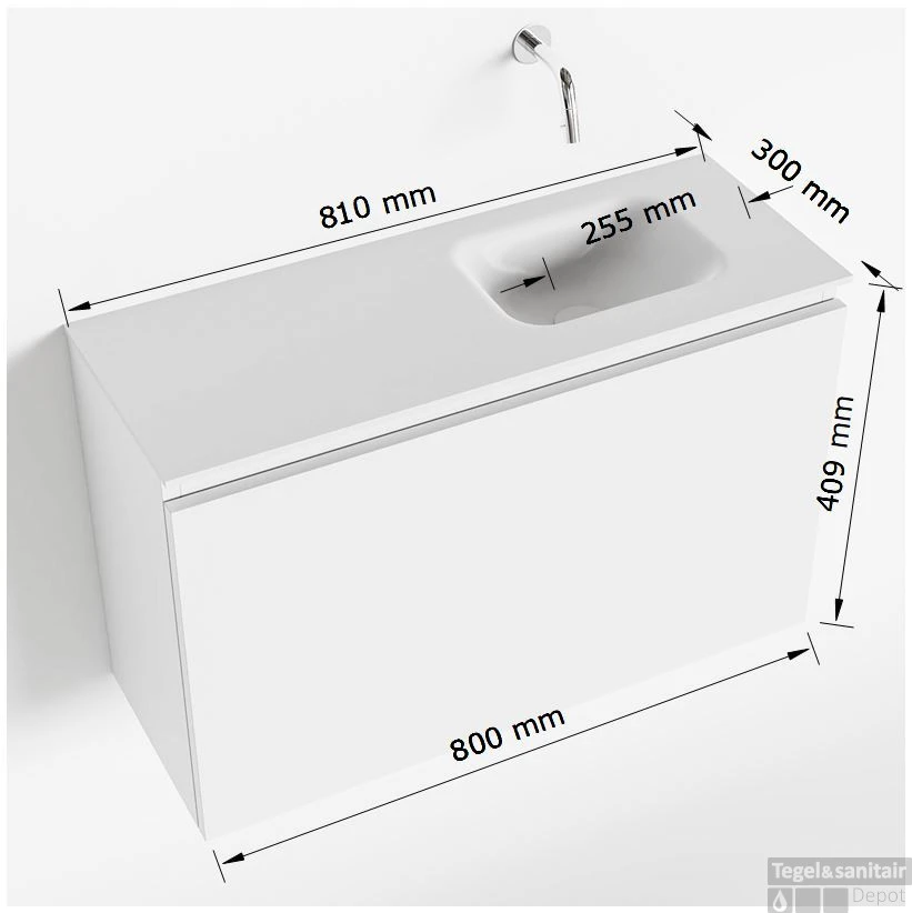 MONDIAZ OLAN 80cm Toiletmeubel Talc. LEX Wastafel Talc Rechts Geen Kraangat 5 MONDIAZ OLAN 80cm Toiletmeubel Talc. LEX Wastafel Talc Rechts Geen Kraangat - Afbeelding 5