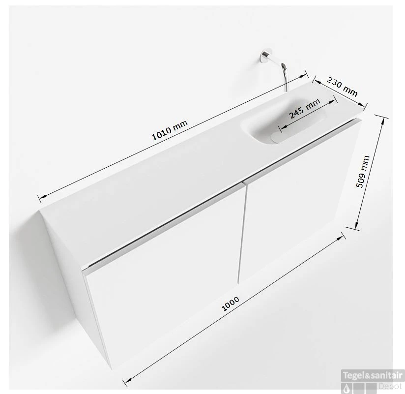 MONDIAZ TURE 100cm Toiletmeubel Cale. EDEN Wastafel Urban Rechts Geen Kraangat 5 MONDIAZ TURE 100cm Toiletmeubel Cale. EDEN Wastafel Urban Rechts Geen Kraangat - Afbeelding 5