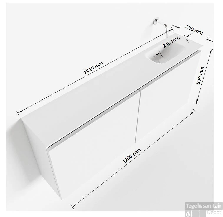MONDIAZ TURE 120cm Toiletmeubel Talc. EDEN Wastafel Talc Rechts Geen Kraangat 5 MONDIAZ TURE 120cm Toiletmeubel Talc. EDEN Wastafel Talc Rechts Geen Kraangat - Afbeelding 5