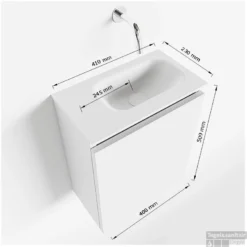 MONDIAZ TURE 40cm Toiletmeubel Ocher. EDEN Wastafel Talc Rechts 1 Kraangat -Zalig Baden Verkoopwinkel tekening ture 40 cm rechts 3182512613453 2